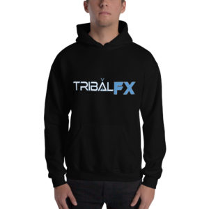 Black w/ Sky Blue Logo Men's Hooded Sweatshirt