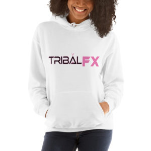 White w/ Black & Pink Logo Women's Hooded Sweatshirt